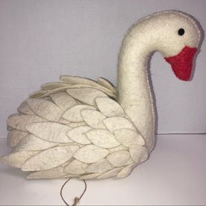 Felt Wool Swan  Beige And Orange. Weighted  Door Stop Arcadia Home India